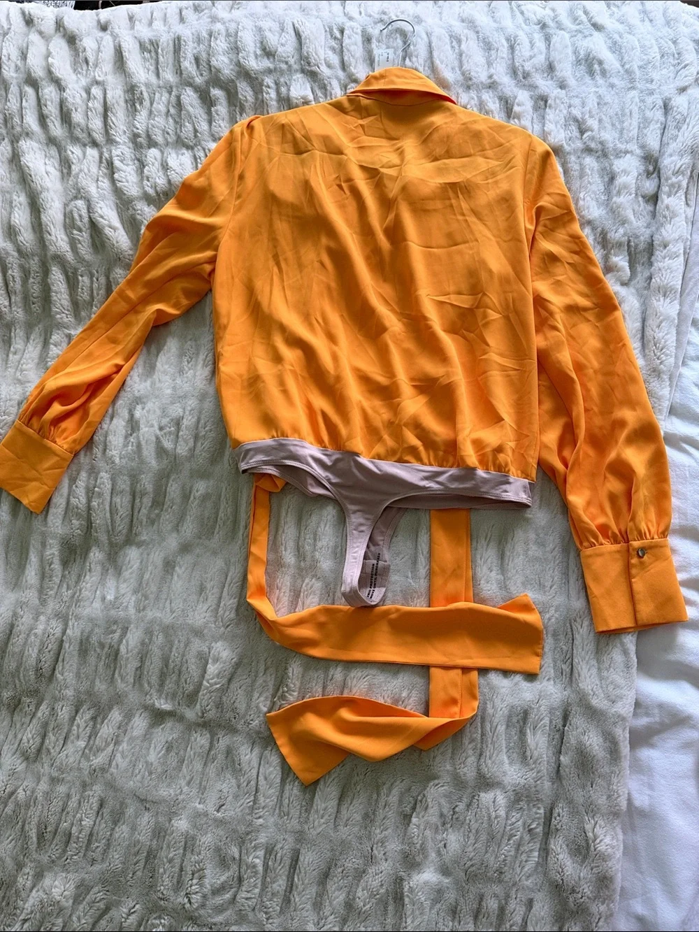 Amanda Uprichard Orange Tie-Front Bodysuit Sz. L - Picture 4 of 5
